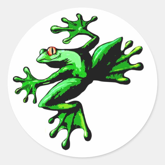 Sticker Rond Grenouille à arbre vert (Devant)