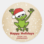 Sticker Rond Grenouille à caricature de Noël (Devant)