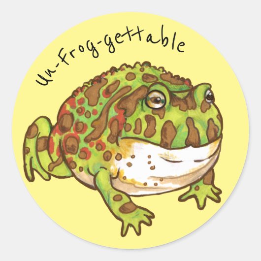 Sticker Rond Grenouille à cornes ornées, non-grenouille (Devant)