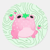 Sticker Rond Grenouille à fraise Kawaii (Devant)