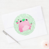 Sticker Rond Grenouille à fraise Kawaii (Enveloppe)