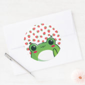 Sticker Rond Grenouille à fraise Kawaii (Enveloppe)