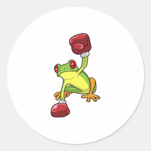 Sticker Rond Grenouille à la boîte avec gants de boxe (Devant)
