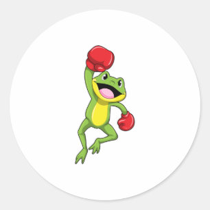 Sticker Rond Grenouille à la boîte avec gants de boxe