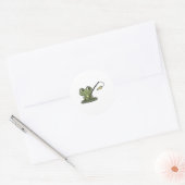 Sticker Rond Grenouille à la pêche avec canne à pêche (Enveloppe)