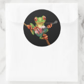 Sticker Rond Grenouille arborescente Jouer Gallois Drapeau Guit (Sac)
