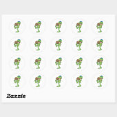 Sticker Rond Grenouille au baseball avec gants (Feuille)