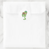 Sticker Rond Grenouille au baseball avec gants (Sac)
