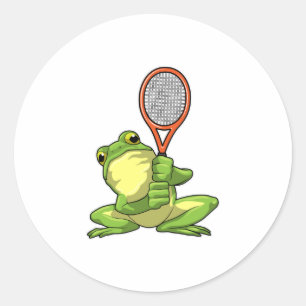 Sticker Rond Grenouille au tennis avec raquette de tennis