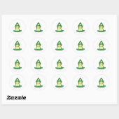 Sticker Rond Grenouille au yoga en jambe croisée (Feuille)