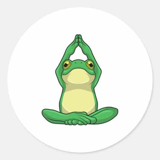 Sticker Rond Grenouille au yoga en jambe croisée (Devant)