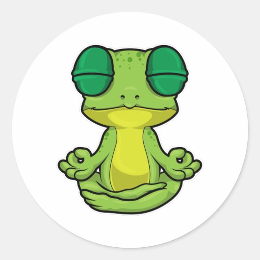 Sticker Rond Grenouille au yoga en jambe croisée (Devant)