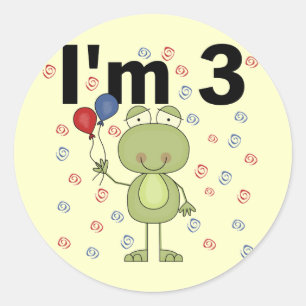 Sticker Rond Grenouille avec ballons 3e anniversaire