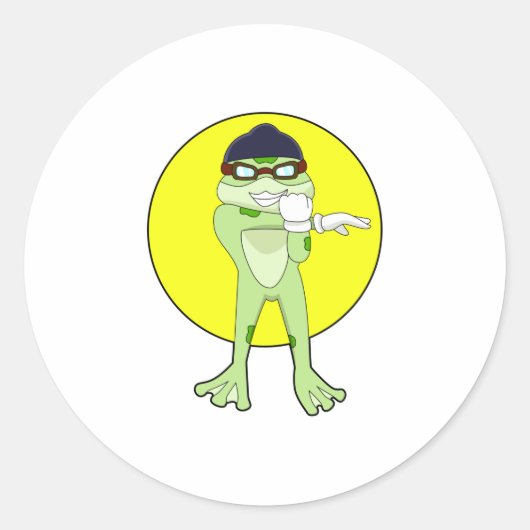 Sticker Rond Grenouille avec lunettes de natation (Devant)