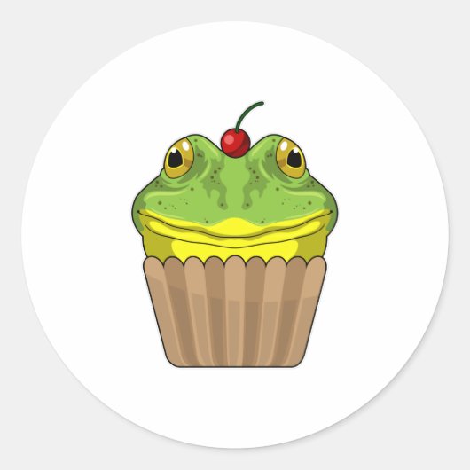 Sticker Rond Grenouille avec muffin (Devant)