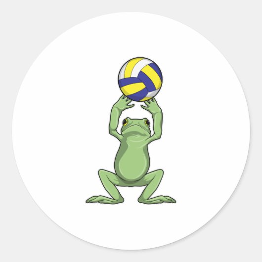 Sticker Rond Grenouille avec volleyball (Devant)