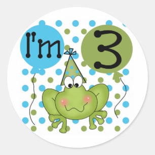 Sticker Rond Grenouille Bleue 3ème Anniversaire Tshirts et cade