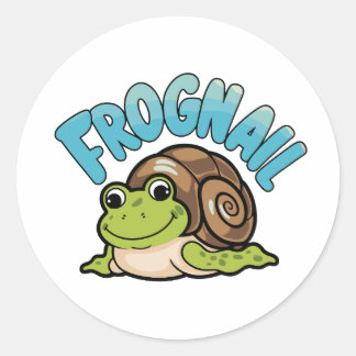 Sticker Rond Grenouille caricaturale avec coquille d'escargot -