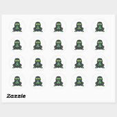 Sticker Rond Grenouille comme Ninja en noir (Feuille)