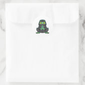 Sticker Rond Grenouille comme Ninja en noir (Sac)
