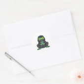 Sticker Rond Grenouille comme Ninja en noir (Enveloppe)