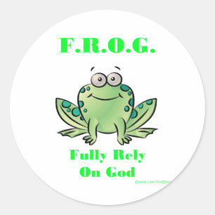 Sticker Rond GRENOUILLE (comptez entièrement sur Dieu)