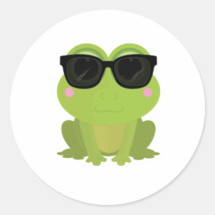 Sticker Rond Grenouille cool