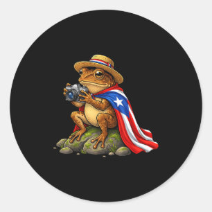 Sticker Rond Grenouille Coqui Drôle Porto Rico