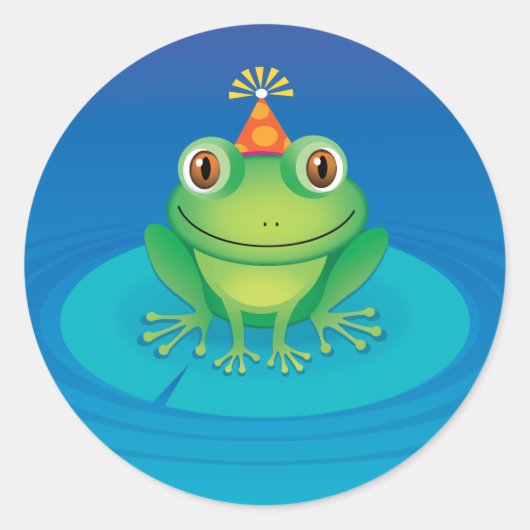 Sticker Rond Grenouille d'anniversaire (Devant)