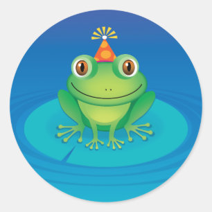 Sticker Rond Grenouille d'anniversaire