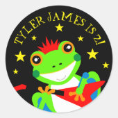 Sticker Rond Grenouille d'arbre d'anniversaire de Rockin avec g (Devant)