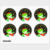 Sticker Rond Grenouille d'arbre d'anniversaire de Rockin avec g (Feuille)