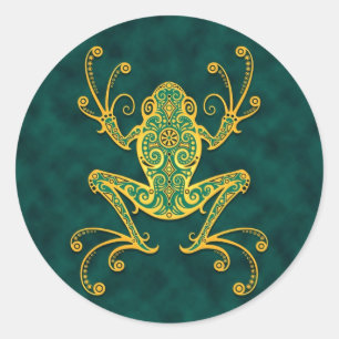 Sticker Rond Grenouille d'arbre doré complexe