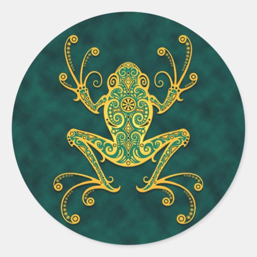Sticker Rond Grenouille d'arbre doré complexe (Devant)