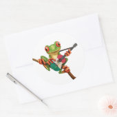 Sticker Rond Grenouille d'arbre Jouer Drapeau Mexicain Guitare  (Enveloppe)