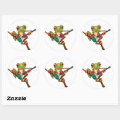 Sticker Rond Grenouille d'arbre Jouer Drapeau Mexicain Guitare  (Feuille)