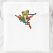 Sticker Rond Grenouille d'arbre Jouer Drapeau Mexicain Guitare  (Sac)
