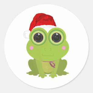 Sticker Rond Grenouille de Noël