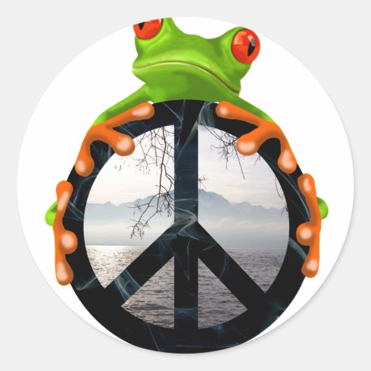 Sticker Rond grenouille de paix1 (Devant)