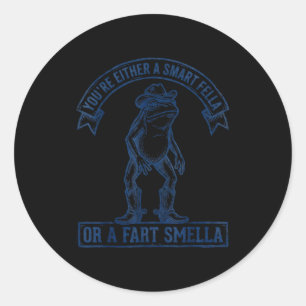 Sticker Rond Grenouille drôle type intelligent pet Smella humou