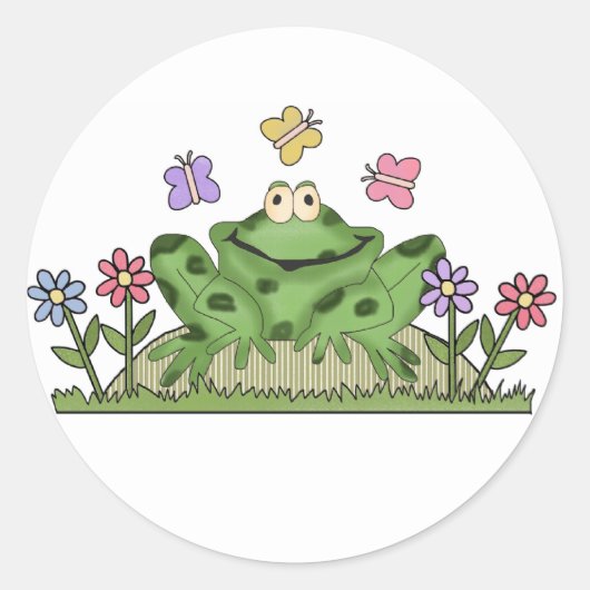 Sticker Rond Grenouille du jardin de fleurs (Devant)