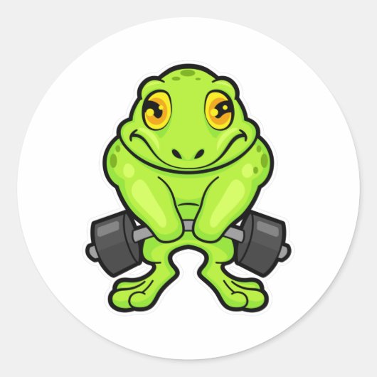 Sticker Rond Grenouille en forme avec Barbell (Devant)