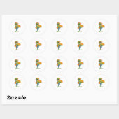 Sticker Rond Grenouille en tant que fermier avec paille (Feuille)