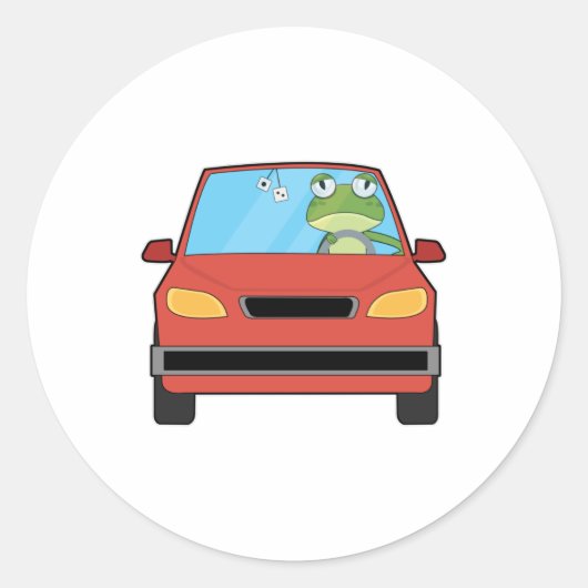 Sticker Rond Grenouille en voiture (Devant)