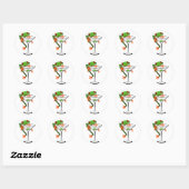Sticker Rond Grenouille et Martini (Feuille)