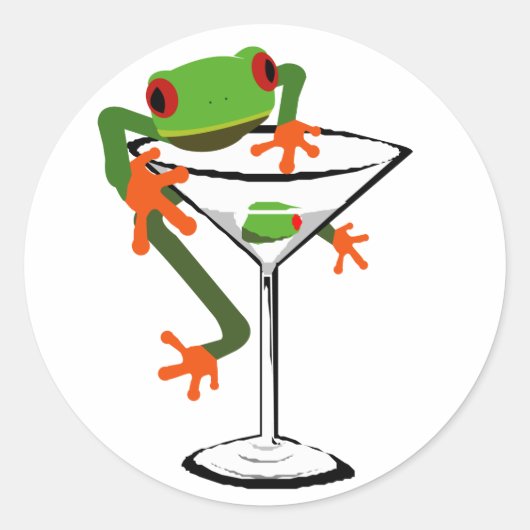 Sticker Rond Grenouille et Martini (Devant)