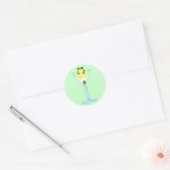Sticker Rond Grenouille et olive en verre Martini (Enveloppe)