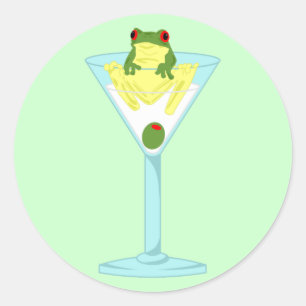 Sticker Rond Grenouille et olive en verre Martini