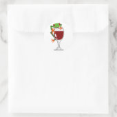 Sticker Rond Grenouille et vin (Sac)
