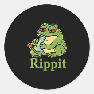Sticker Rond Grenouille fumeur Rippit Stoner